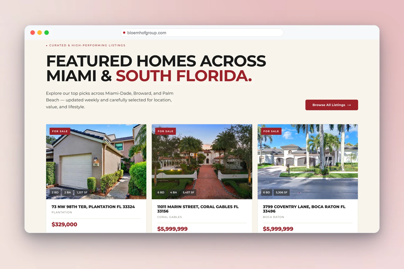 Live IDX/MLS listings with photos, price and specs
